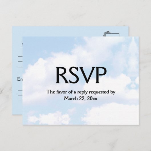 Cloud Wedding RSVP mit Menü Einladungspostkarte (Vorne/Hinten)
