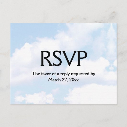 Cloud Wedding RSVP mit Menü Einladungspostkarte (Vorderseite)