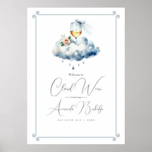 Cloud Wine Brautparty Willkommen Poster (Vorne)