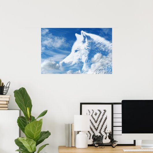 Cloud Wolf Head Poster (Heimbüro)