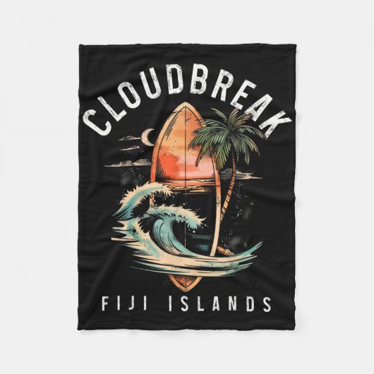 Cloudbreak Fidschi-Inseln Surf Vintage-Surfen Surf Fleecedecke (Vorderseite)
