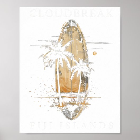 Cloudbreak Fidschi-Inseln Surf Vintage-Surfen Surf Poster (Vorne)