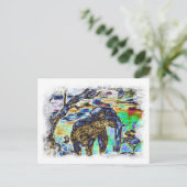 Clouded Color - Elefant Postkarte (Stehend Vorderseite)