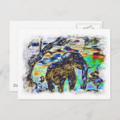 Clouded Color - Elefant Postkarte (Vorne/Hinten)