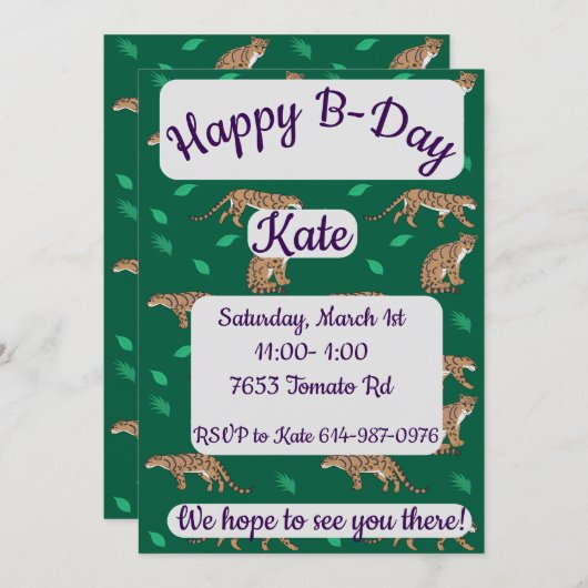 Clouded Leopard Happy Birthday Einladung (Vorne/Hinten)