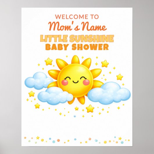 Clouds and Stars Baby Shower Welcome Sign Poster (Vorne)