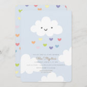 Clouds Baby Dusche Einladung Blue (Vorne/Hinten)