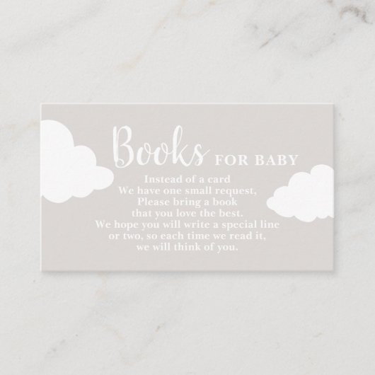 Clouds Baby Shower Books für Babykarte Begleitkarte (Vorderseite)