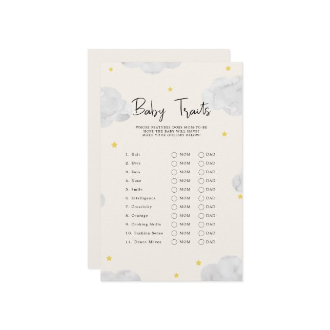 Clouds Baby Tracks Baby Shower Game (Vorderseite/Rückseite Beispiel)