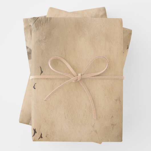 Clouds Birds Feathers Pastel Sky Collage Geschenkpapier Set (Beispiel)