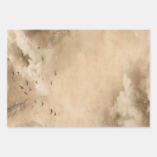 Clouds Birds Feathers Pastel Sky Collage Geschenkpapier Set (Vorderseite)