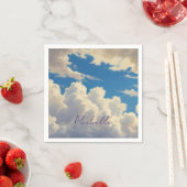 Clouds Blue Sky Schlicht Modern Name Kalligrafie Serviette (Beispiel)
