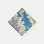 Clouds Blue Sky Schlicht Modern Name Kalligrafie Serviette (Ecke)