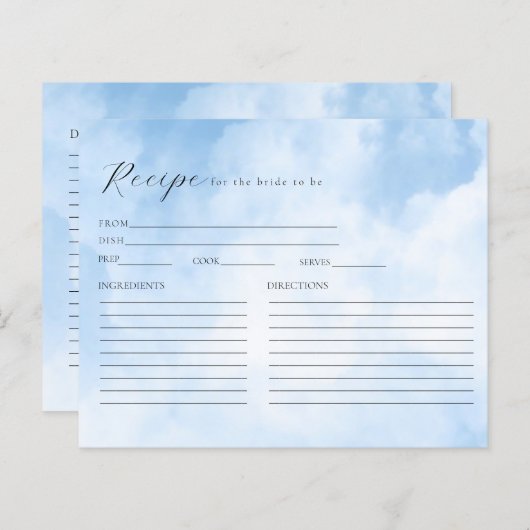 Clouds Brautparty Rezept Card (Vorne/Hinten)