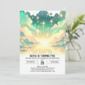 Clouds Celestial Digital Birthday Einladung (Stehend Vorderseite)