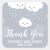 Clouds Couples Baby Shower Boy Danke Quadratischer Aufkleber (Vorderseite)