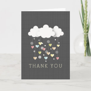 Clouds + Hearts Neutral Baby Shower Thank You Dankeskarte