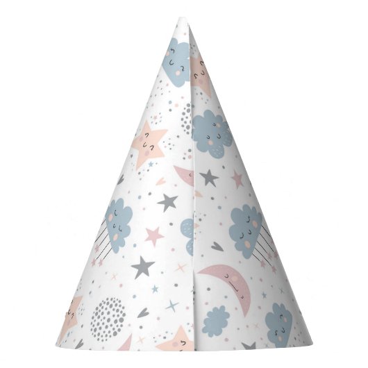 Clouds Moon Starry Sky Baby Dusche Partyhütchen (Rückseite)