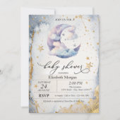 Clouds Moon,Stars Watercolor Baby Shower Einladung (Vorderseite)