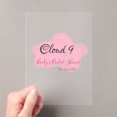 Clouds nine red pastel bridal shower namedate acryleinladungen (Insitu (Handheld))
