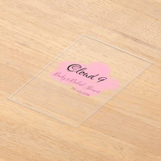 Clouds nine red pastel bridal shower namedate acryleinladungen (Ablage )