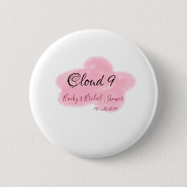 Clouds nine red pastel bridal shower namedate button