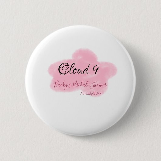 Clouds nine red pastel bridal shower namedate button (Vorderseite)