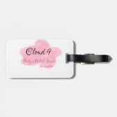 Clouds nine red pastel bridal shower namedate gepäckanhänger (Rückseite horizontal)
