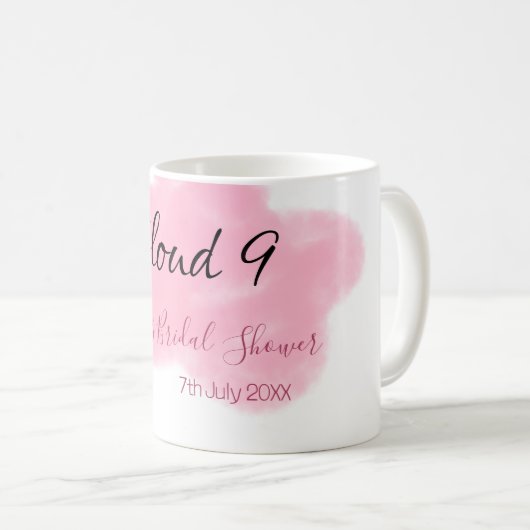 Clouds nine red pastel bridal shower namedate kaffeetasse (VorderseiteRechts)