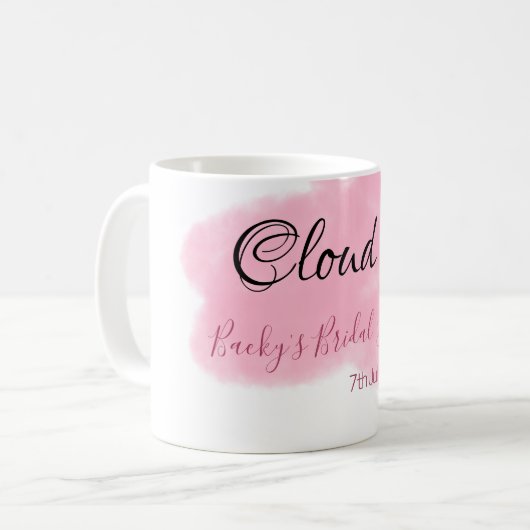 Clouds nine red pastel bridal shower namedate kaffeetasse (Vorderseite Links)