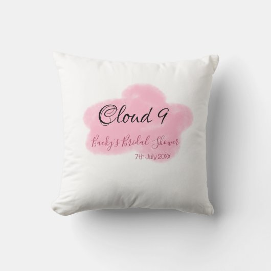 Clouds nine red pastel bridal shower namedate kissen (Vorderseite)