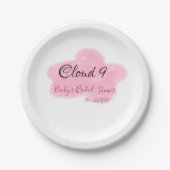 Clouds nine red pastel bridal shower namedate pappteller (Vorderseite)