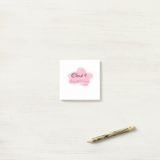 Clouds nine red pastel bridal shower namedate post-it klebezettel (Auf Schreibtisch)