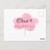 Clouds nine red pastel bridal shower namedate postkarte (Rückseite)