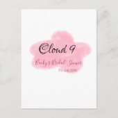 Clouds nine red pastel bridal shower namedate postkarte (Vorderseite)