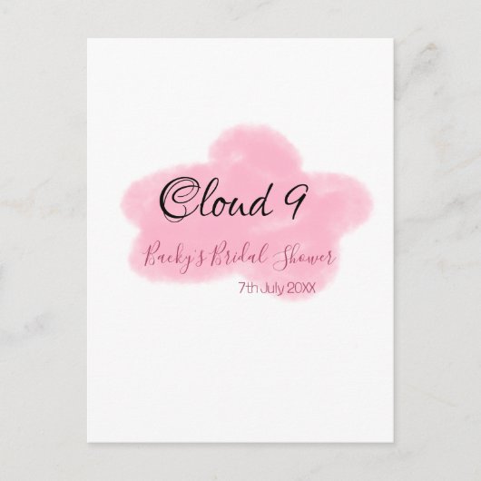 Clouds nine red pastel bridal shower namedate postkarte (Vorderseite)