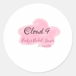 Clouds nine red pastel bridal shower namedate runder aufkleber