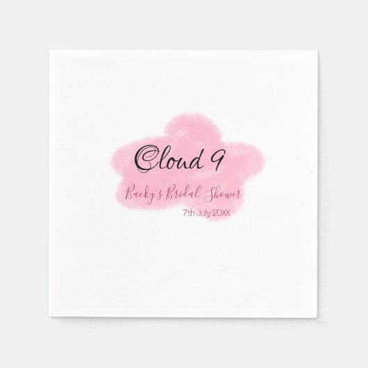Clouds nine red pastel bridal shower namedate serviette (Vorderseite)