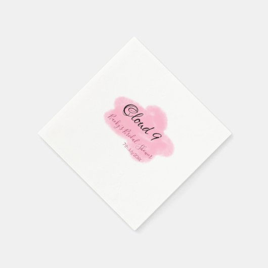 Clouds nine red pastel bridal shower namedate serviette (Ecke)