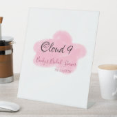 Clouds nine red pastel bridal shower namedate sockelschild (In Situ)