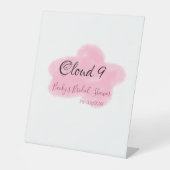 Clouds nine red pastel bridal shower namedate sockelschild (Vorderseite)