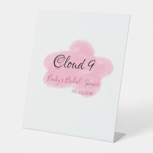 Clouds nine red pastel bridal shower namedate sockelschild (Vorderseite)