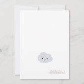 Clouds Pink Hearts Family Paares Baby Duschmädchen Einladung (Rückseite)