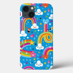 Clouds Rainbows rain drops heartern pattern iPhone 13 Hülle