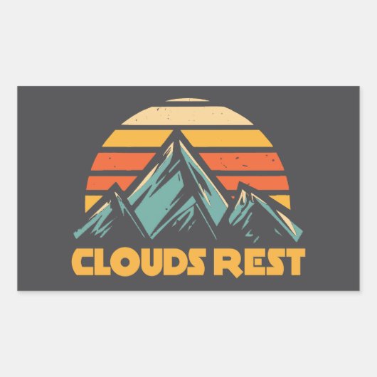 Clouds Rest Mountain Yosemite Retro Turquoise Rechteckiger Aufkleber (Vorderseite)