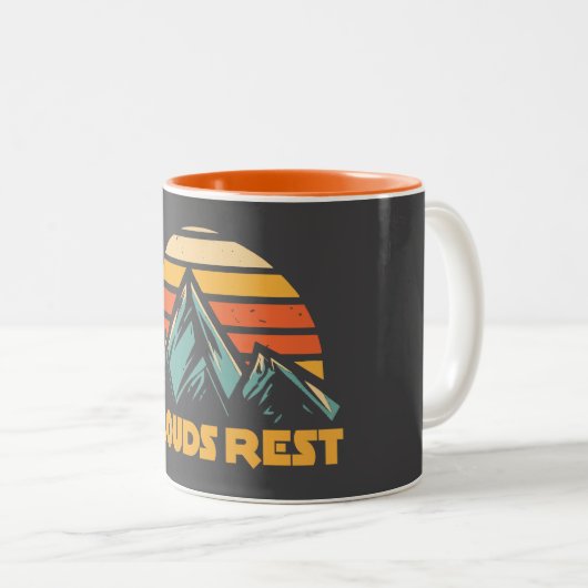 Clouds Rest Mountain Yosemite Retro Turquoise Zweifarbige Tasse (VorderseiteRechts)