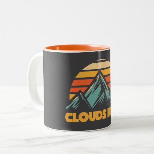 Clouds Rest Mountain Yosemite Retro Turquoise Zweifarbige Tasse (Vorderseite Links)