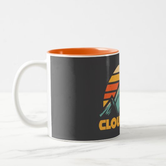 Clouds Rest Mountain Yosemite Retro Turquoise Zweifarbige Tasse (Links)