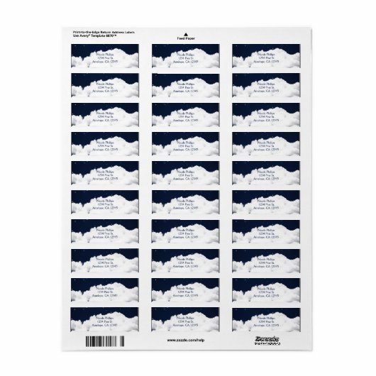 Clouds Starry Night Sky Celestial Address Labels (Vorne)