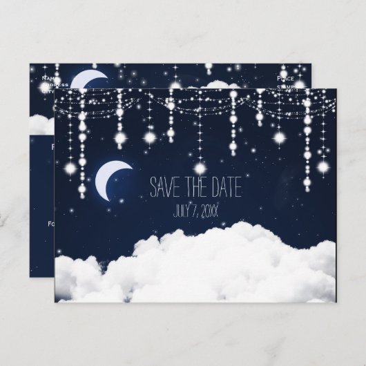 Clouds Starry Sky Celestial Save the Date Postcard Ankündigungspostkarte (Vorne/Hinten)
